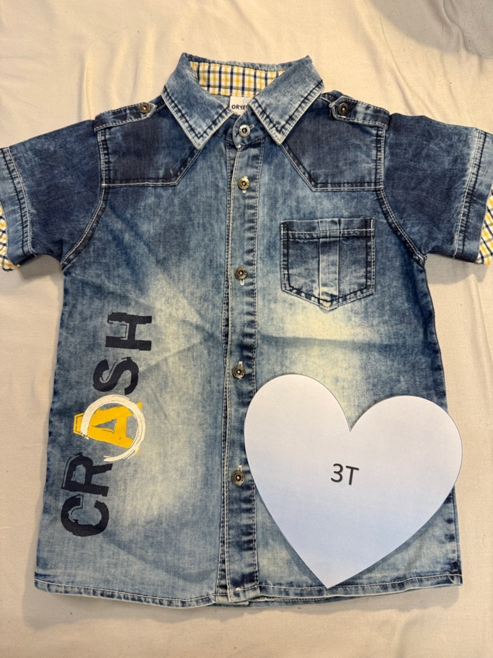 Oryeda Kids - short sleeve denim shirt. Size 3